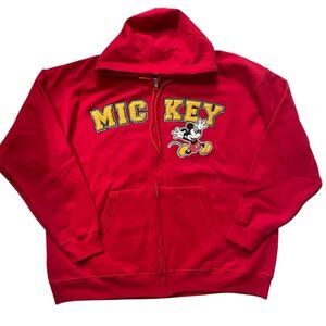 Disney Parks by Hanes Red Mickey Mouse Adult Zip Up Hoodie Jacket 2XL